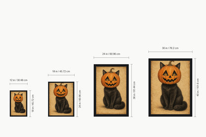 Pumpkin Head Black Cat Vintage Halloween — size comparison guide | AUSJOJO
