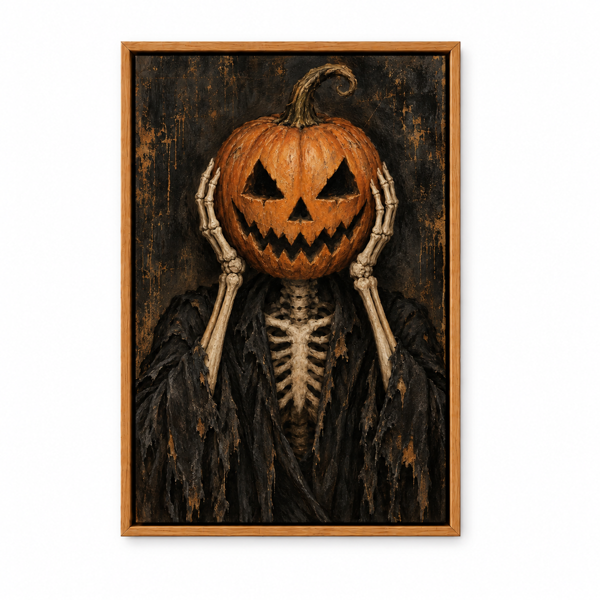 Skeletal Jack O Lantern Gothic Halloween — Brown Frame finish product view | AUSJOJO