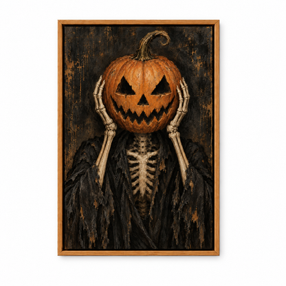 Skeletal Jack O Lantern Gothic Halloween — Brown Frame finish product view | AUSJOJO