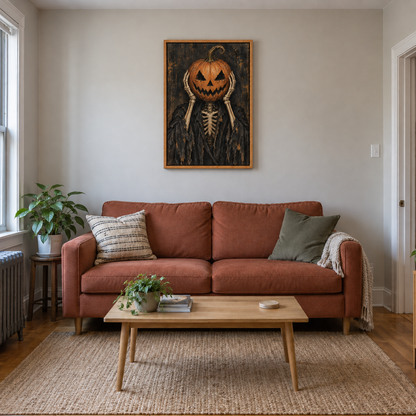 Skeletal Jack O Lantern Gothic Halloween — Brown Frame room scene | AUSJOJO