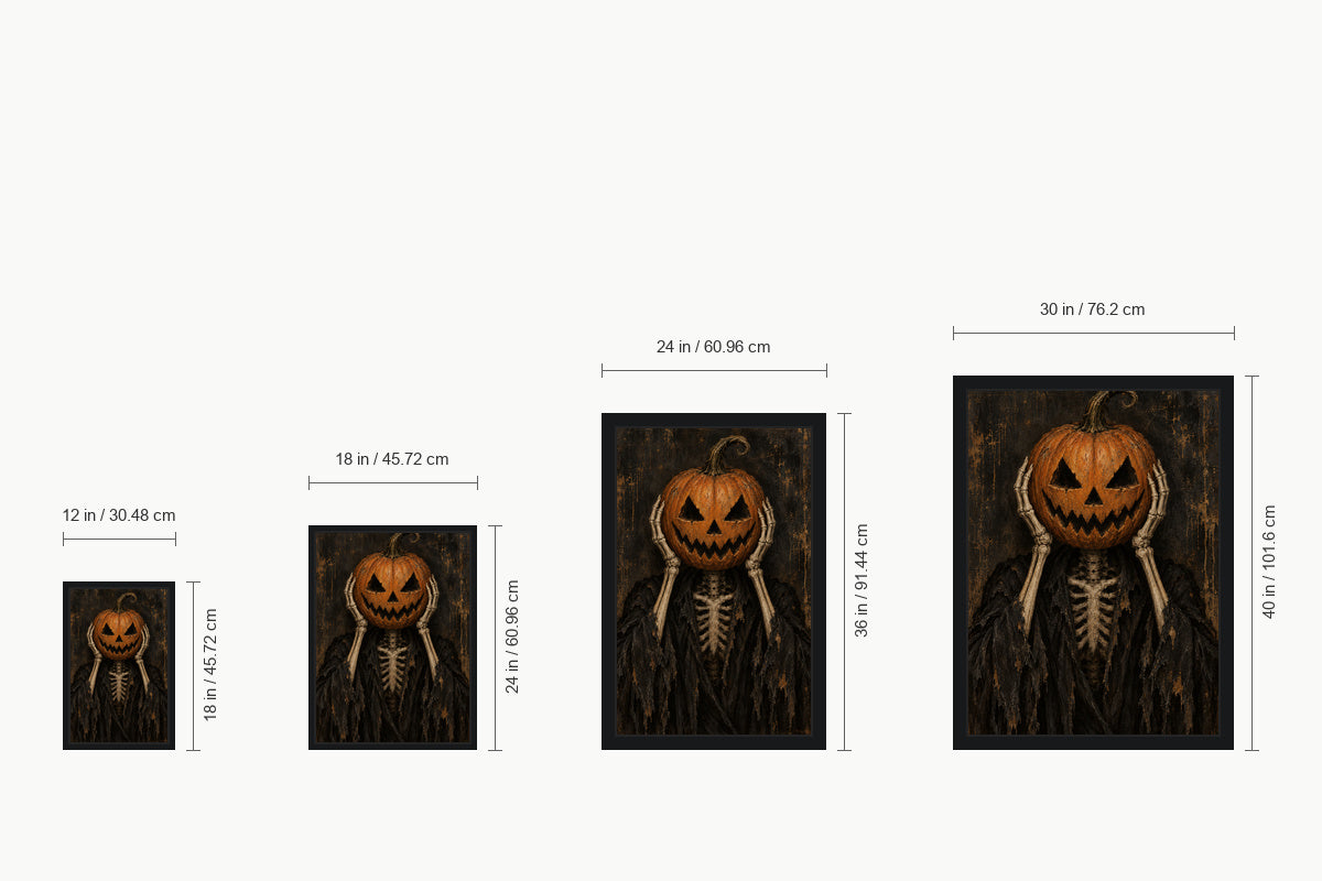 Skeletal Jack O Lantern Gothic Halloween — size comparison guide | AUSJOJO