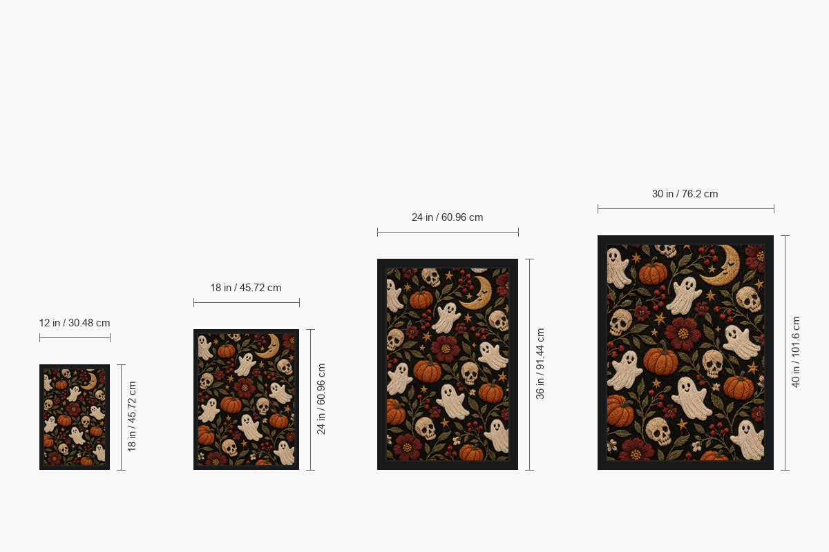 Embroidered Halloween Folk Motifs — size comparison guide | AUSJOJO
