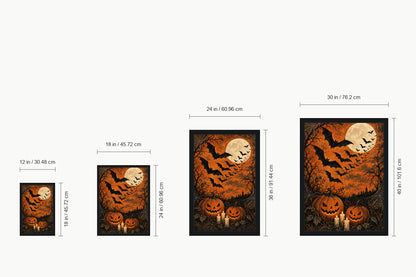 Bats and Orange Moon Halloween — size comparison guide | AUSJOJO