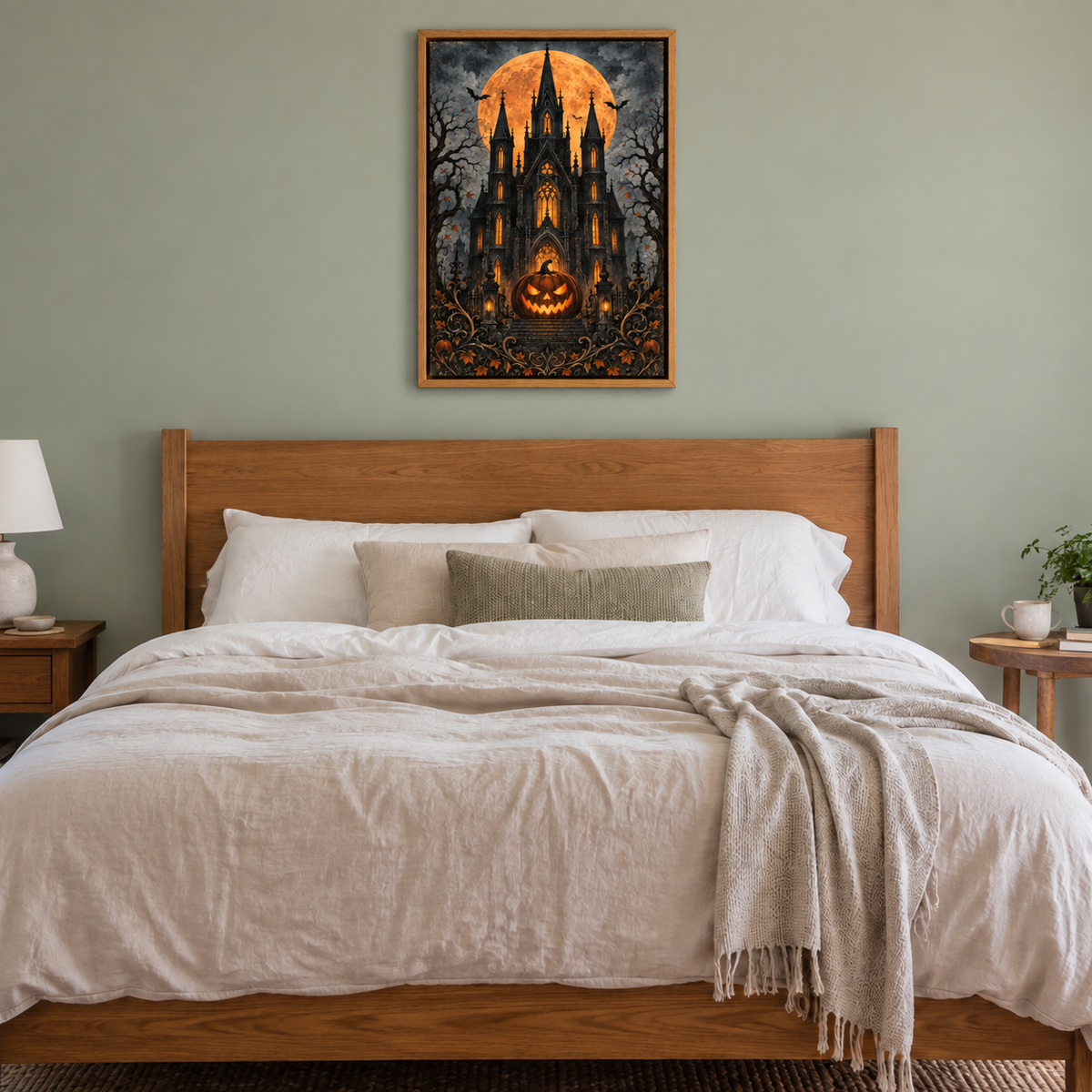 Gothic Haunted House and Pumpkin Halloween — Brown Frame room scene | AUSJOJO