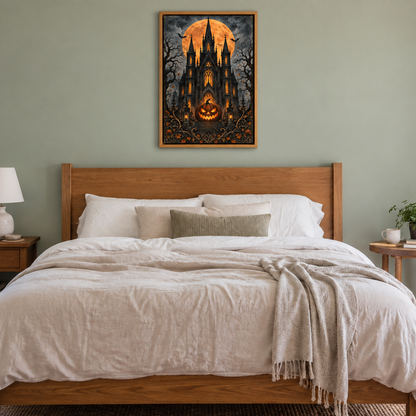 Gothic Haunted House and Pumpkin Halloween — Brown Frame room scene | AUSJOJO