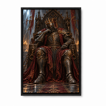 Crowned Knight on Gothic Throne — Black Frame finish product view | AUSJOJO