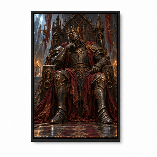 Crowned Knight on Gothic Throne — Black Frame finish product view | AUSJOJO