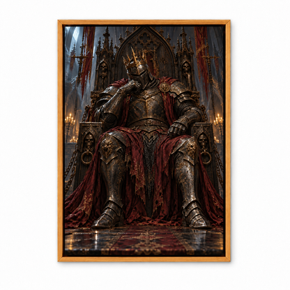 Crowned Knight on Gothic Throne — Brown Frame finish product view | AUSJOJO