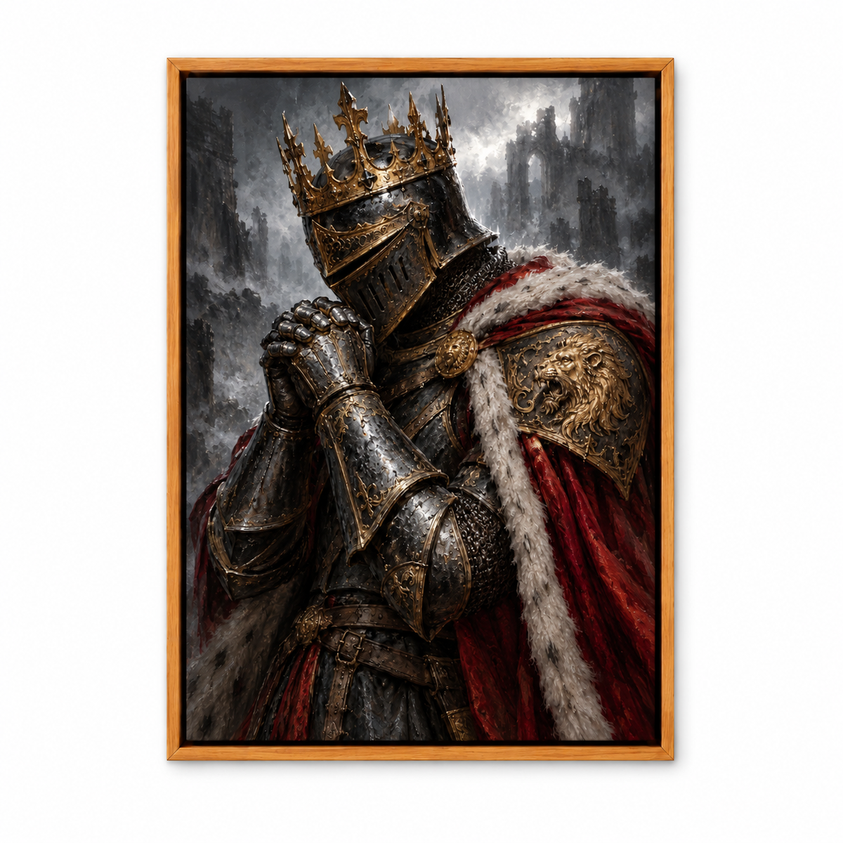 Praying Fallen King Knight — Brown Frame finish product view | AUSJOJO