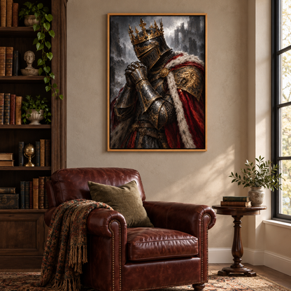 Praying Fallen King Knight — Brown Frame room scene | AUSJOJO