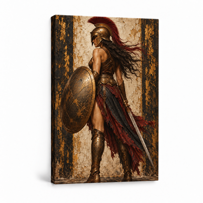 Classical Shield Warrior Woman — Stretched Canvas product view | AUSJOJO