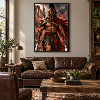Advancing Bronze Helmet Warrior — Black Frame room scene | AUSJOJO