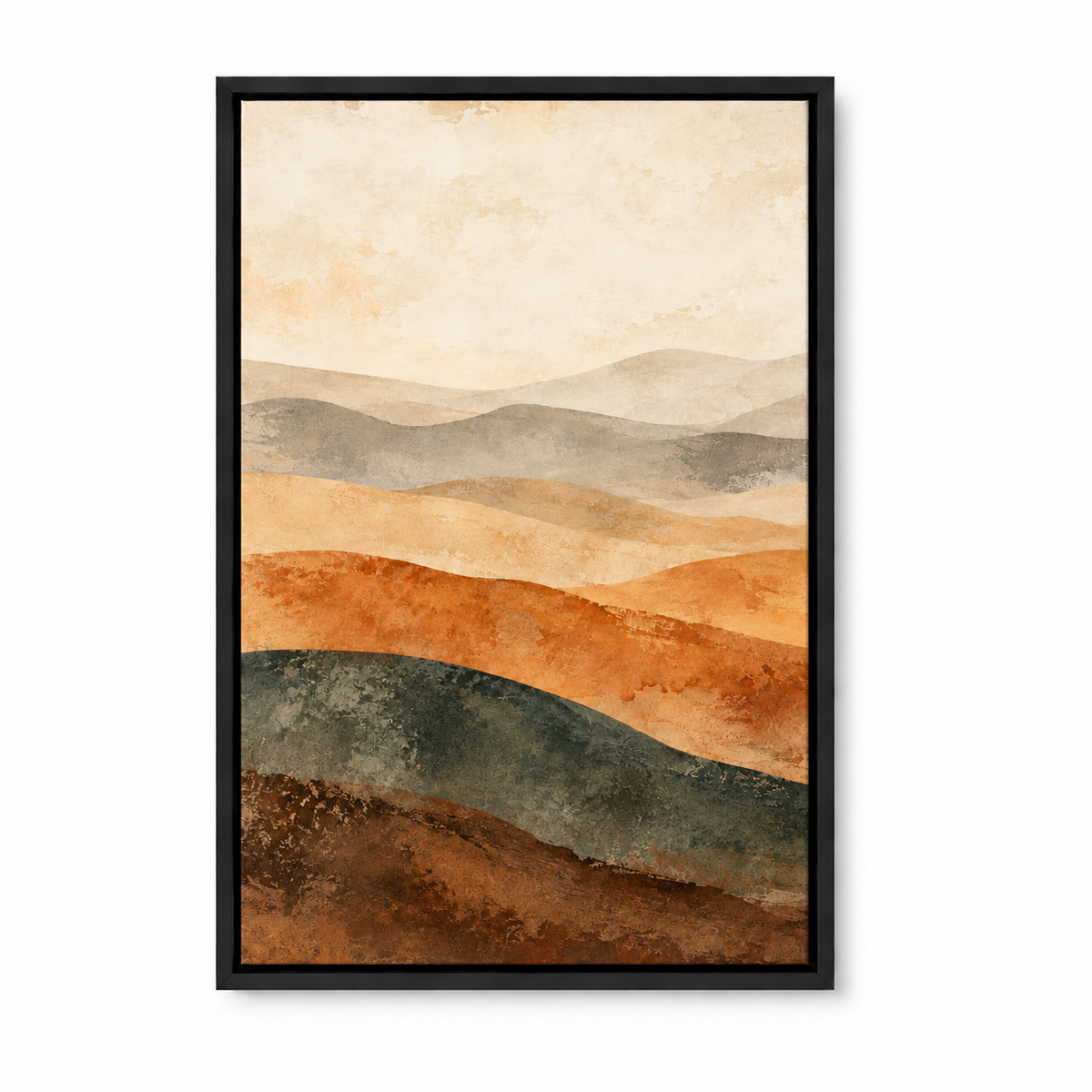 Neutral Desert Wave Bands Abstract — Black Frame finish product view | AUSJOJO