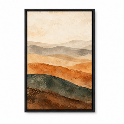 Neutral Desert Wave Bands Abstract — Black Frame finish product view | AUSJOJO
