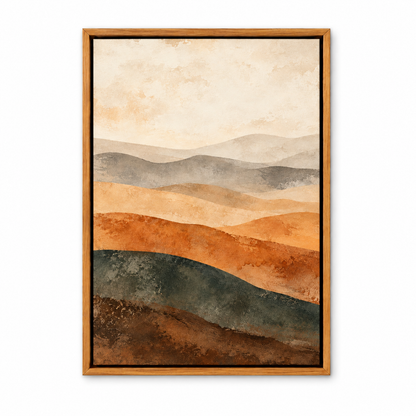 Neutral Desert Wave Bands Abstract — Brown Frame finish product view | AUSJOJO