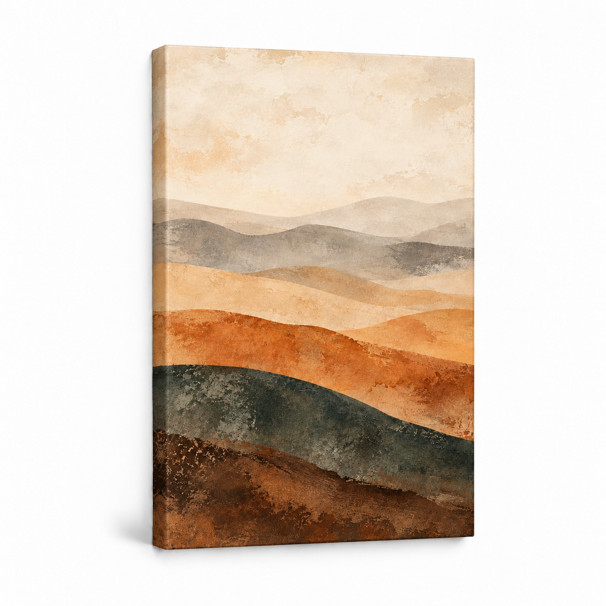 Neutral Desert Wave Bands Abstract — Stretched Canvas product view | AUSJOJO