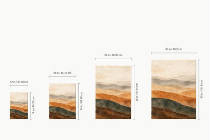 Neutral Desert Wave Bands Abstract — size comparison guide | AUSJOJO