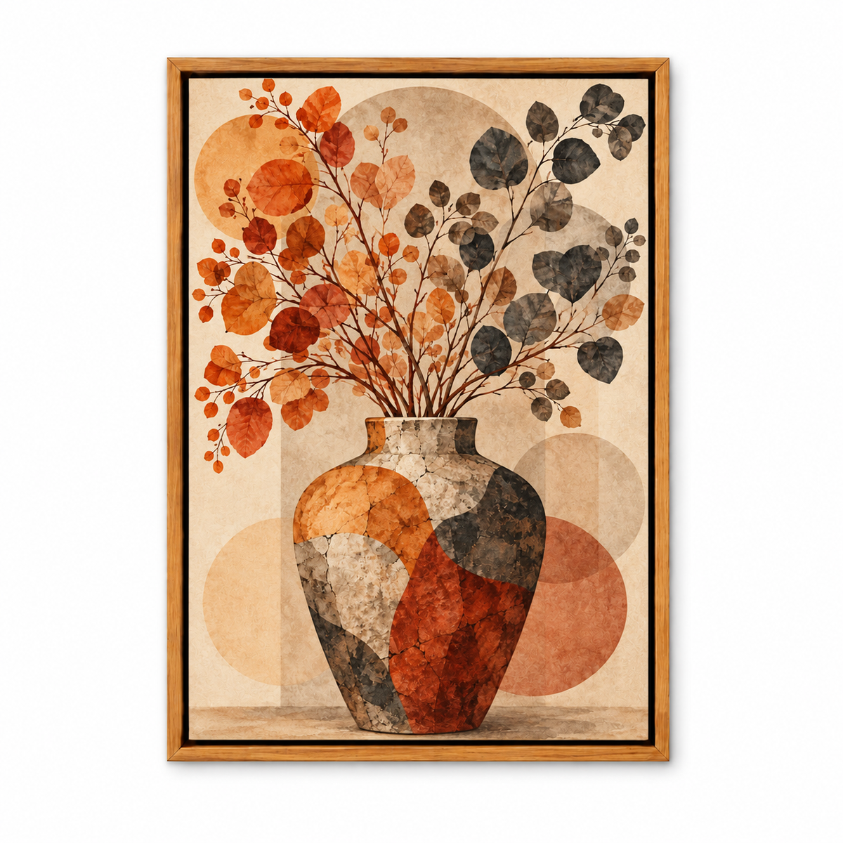 Autumn Branches Ceramic Vase Boho — Brown Frame finish product view | AUSJOJO