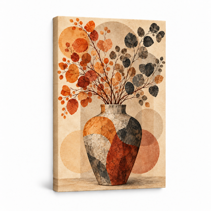 Autumn Branches Ceramic Vase Boho — Stretched Canvas product view | AUSJOJO