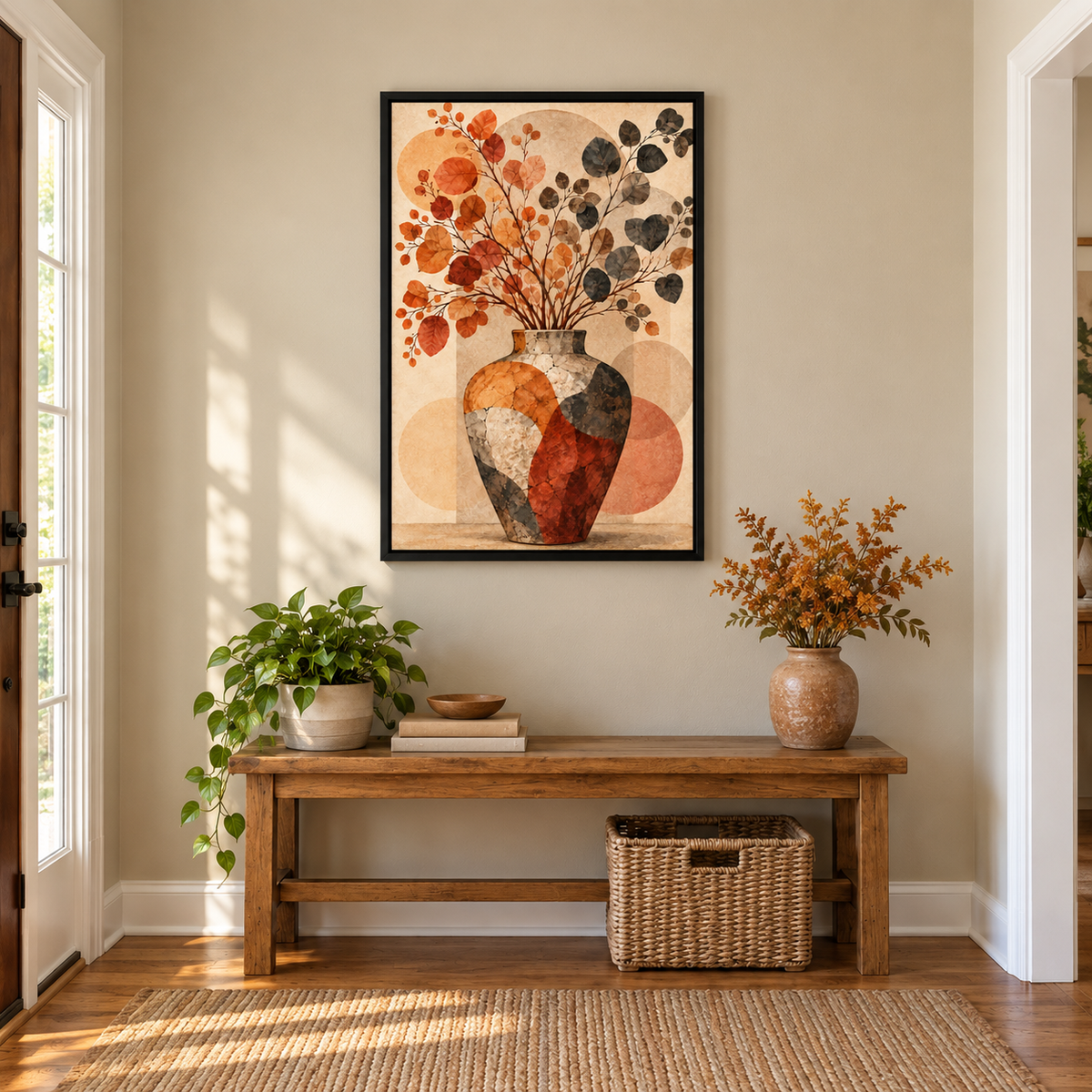 Autumn Branches Ceramic Vase Boho — Black Frame room scene | AUSJOJO