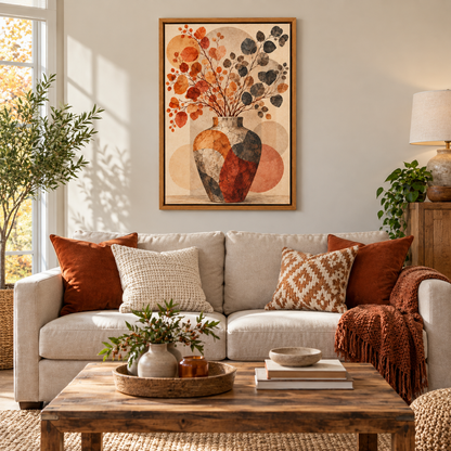 Autumn Branches Ceramic Vase Boho — Brown Frame room scene | AUSJOJO