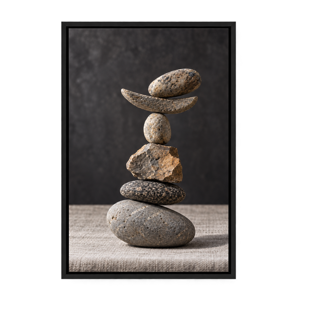 Six Balancing Stones Photo — Black Frame finish product view | AUSJOJO