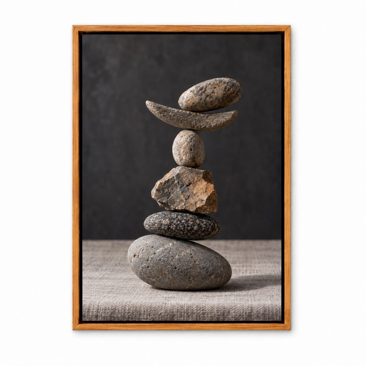 Six Balancing Stones Photo — Brown Frame finish product view | AUSJOJO