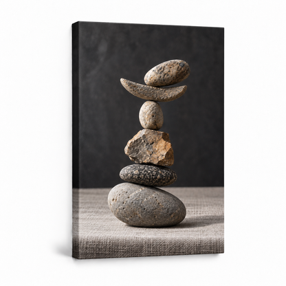 Six Balancing Stones Photo — Stretched Canvas product view | AUSJOJO