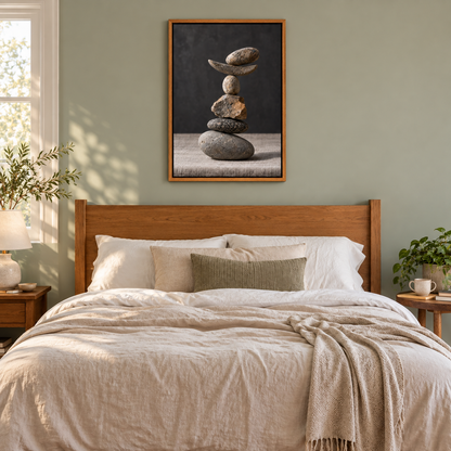Six Balancing Stones Photo — Brown Frame room scene | AUSJOJO