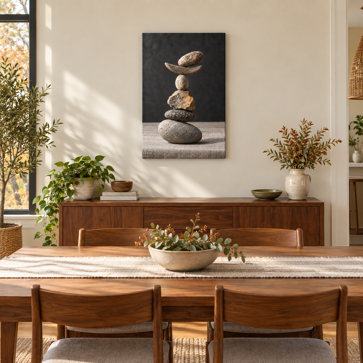 Six Balancing Stones Photo — Stretched Canvas room scene | AUSJOJO