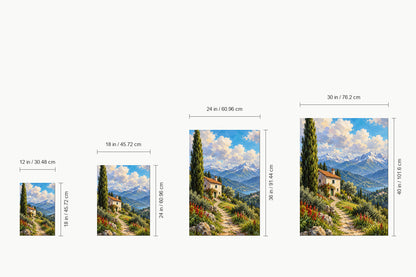 Sunny Alpine Cottage Path — size comparison guide | AUSJOJO