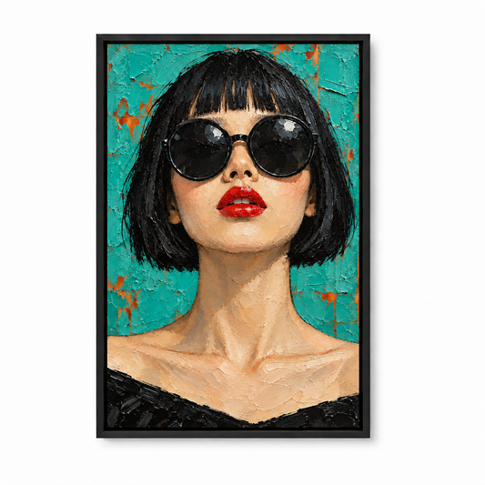 Teal Retro Sunglasses Woman — Black Frame finish product view | AUSJOJO