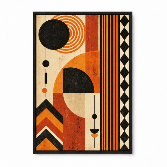 Rust and Black Geometric Rings — Black Frame finish product view | AUSJOJO