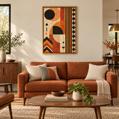 Rust and Black Geometric Rings — Brown Frame room scene | AUSJOJO