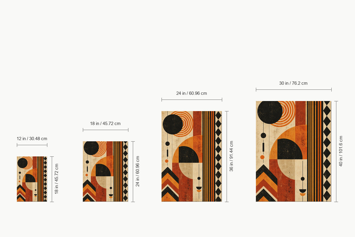 Rust and Black Geometric Rings — size comparison guide | AUSJOJO