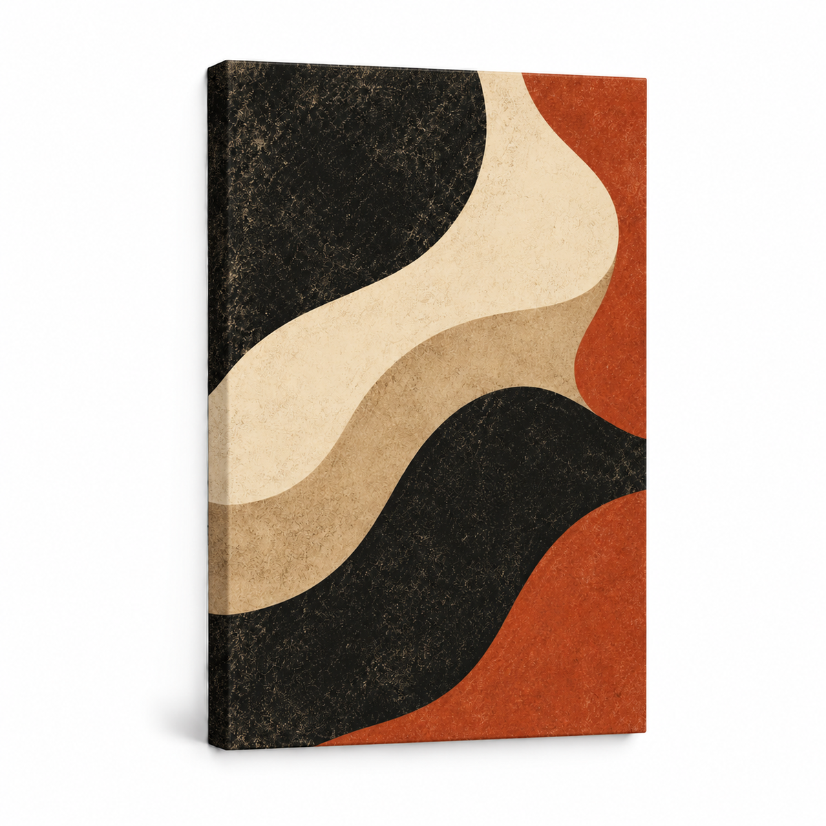 Black Ivory Terracotta Organic Waves — Stretched Canvas product view | AUSJOJO