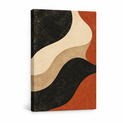 Black Ivory Terracotta Organic Waves — Stretched Canvas product view | AUSJOJO