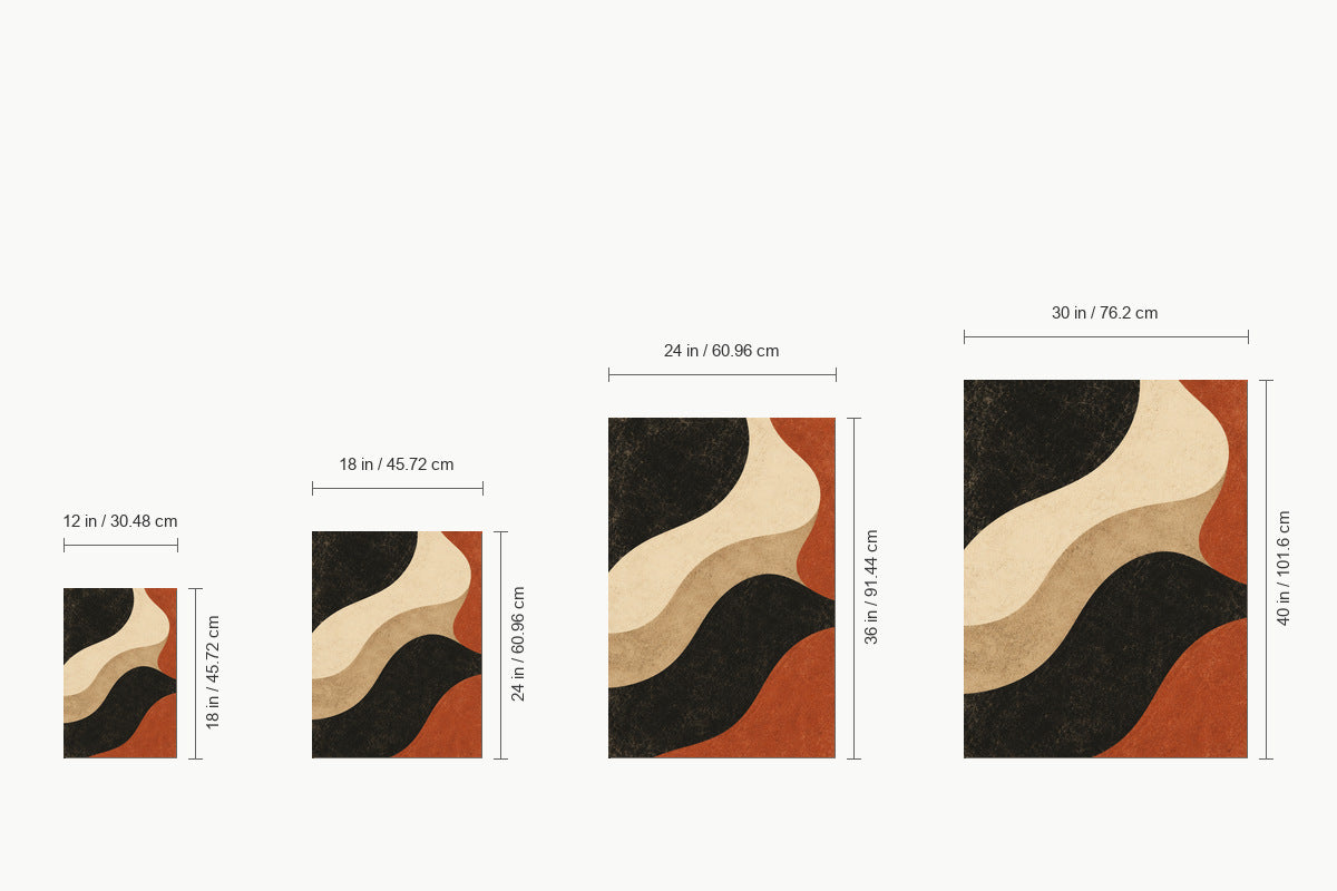 Black Ivory Terracotta Organic Waves — size comparison guide | AUSJOJO