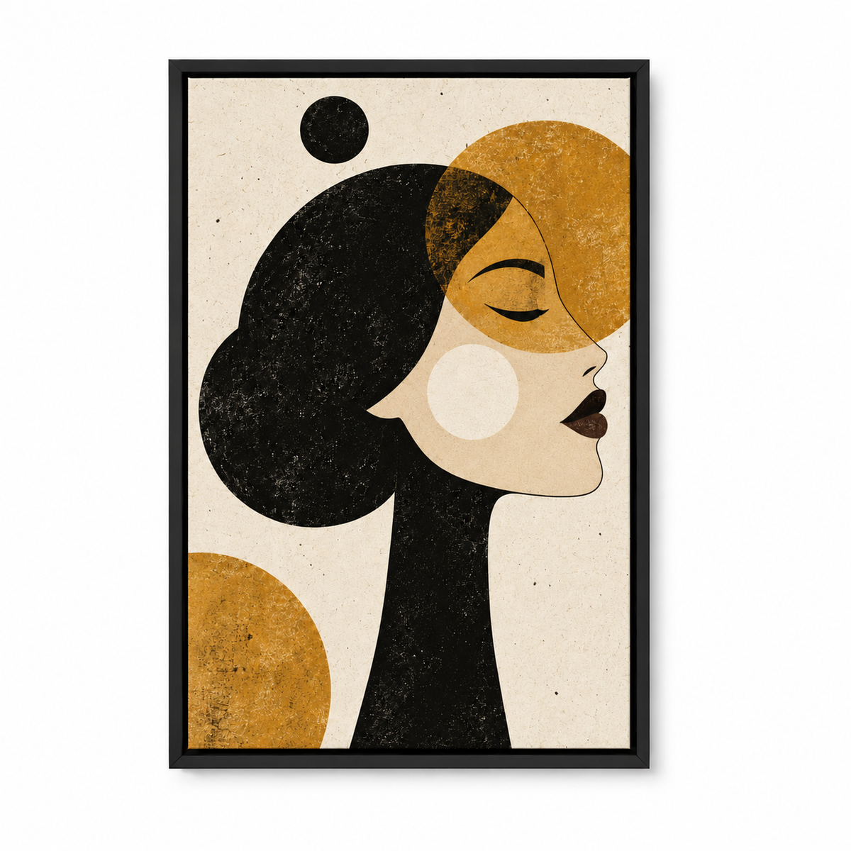 Ochre Geometric Woman Profile — Black Frame finish product view | AUSJOJO