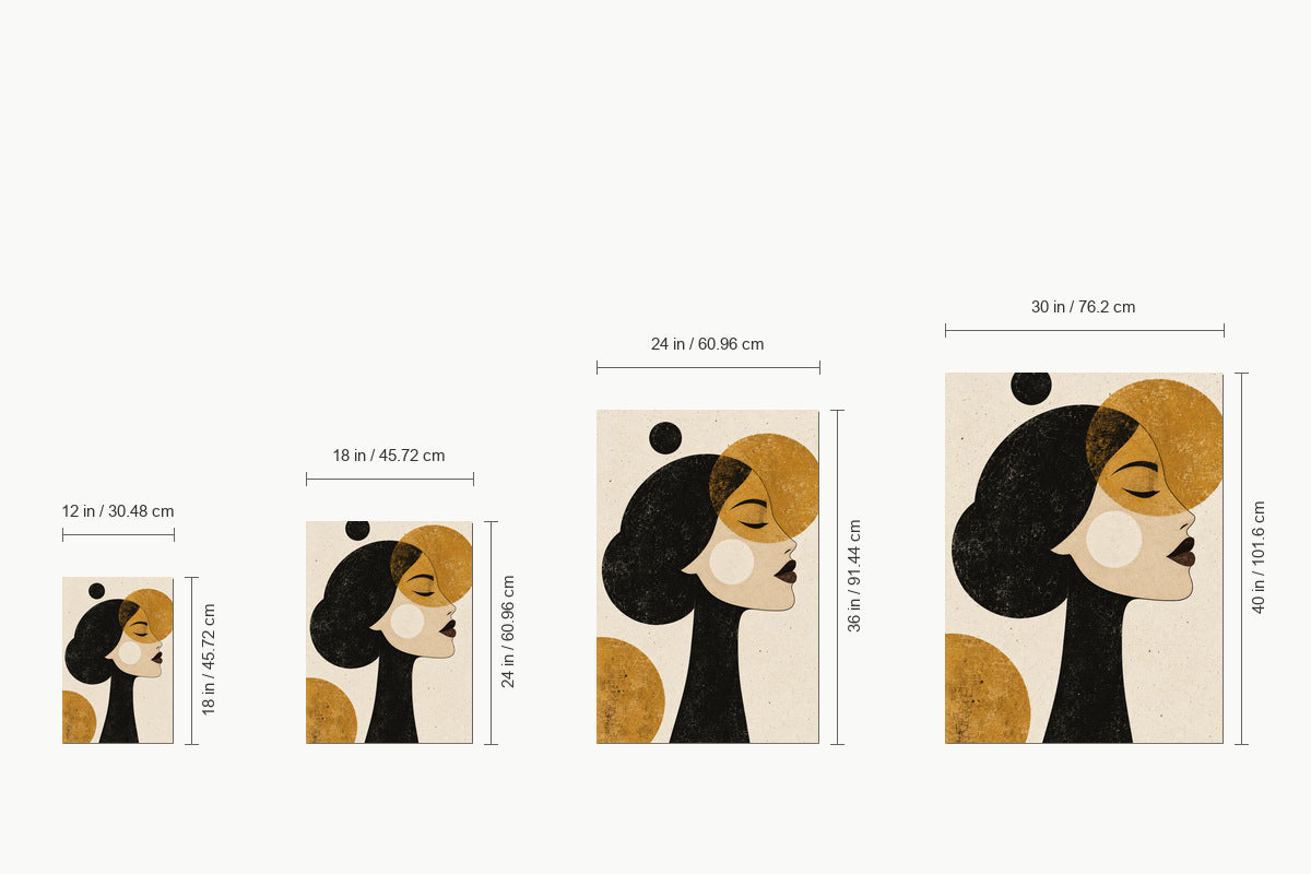 Ochre Geometric Woman Profile — size comparison guide | AUSJOJO