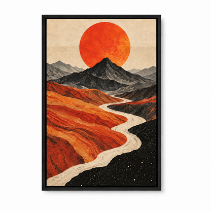 Vermilion Sun Mountain River — Black Frame finish product view | AUSJOJO