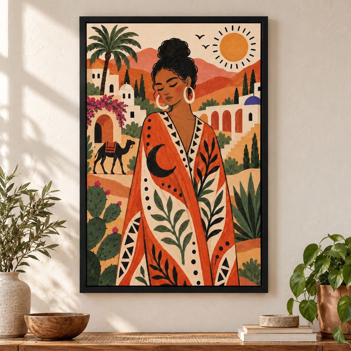 Desert Folk Woman Bohemian — Black Frame wall scene | AUSJOJO