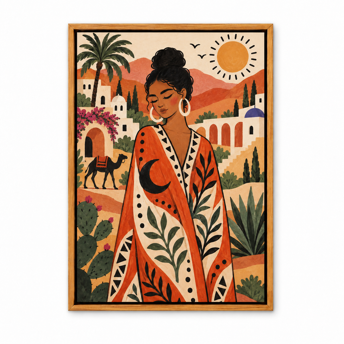 Desert Folk Woman Bohemian — Brown Frame finish product view | AUSJOJO