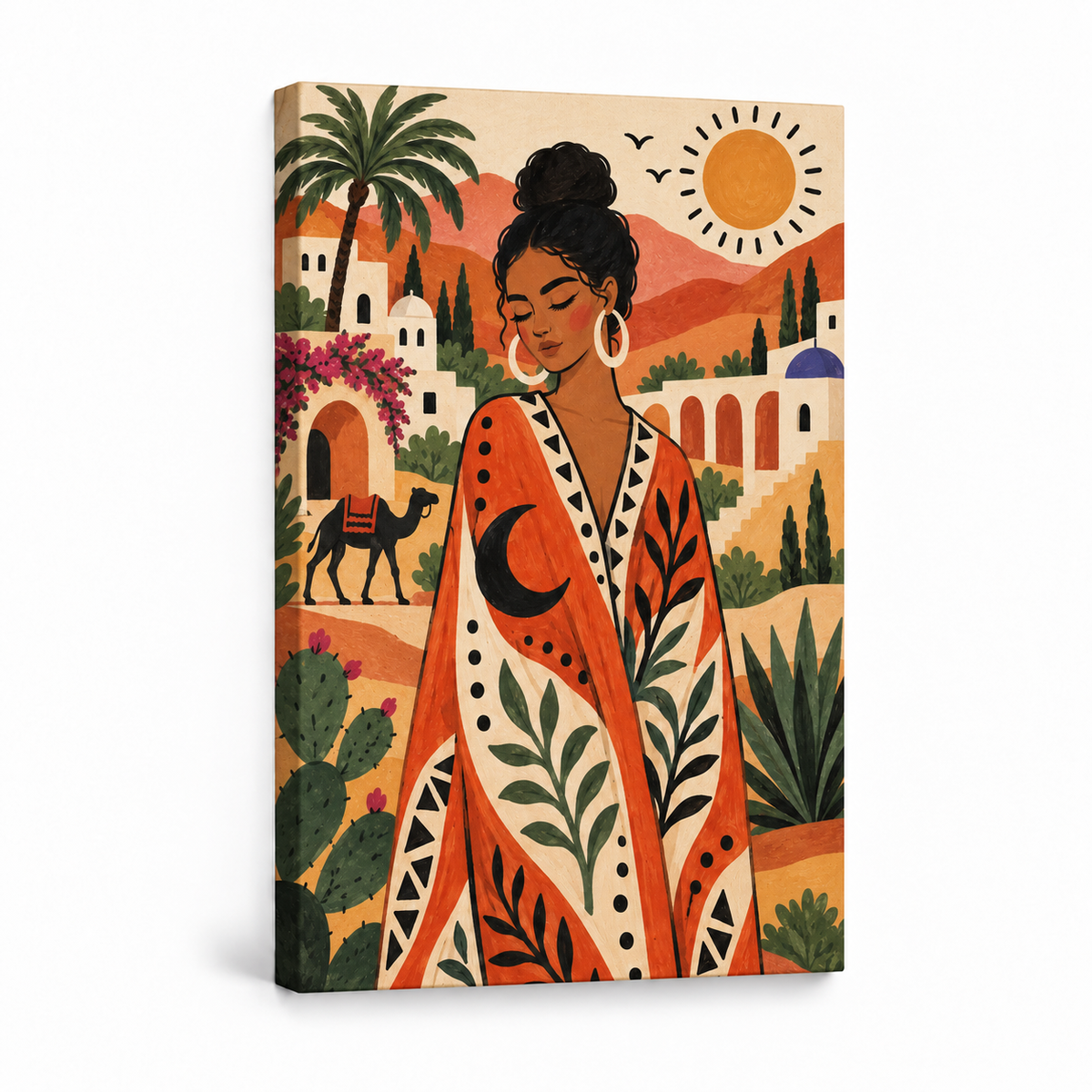 Desert Folk Woman Bohemian — Stretched Canvas product view | AUSJOJO