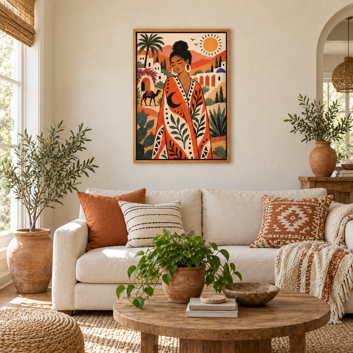 Desert Folk Woman Bohemian — Brown Frame room scene | AUSJOJO