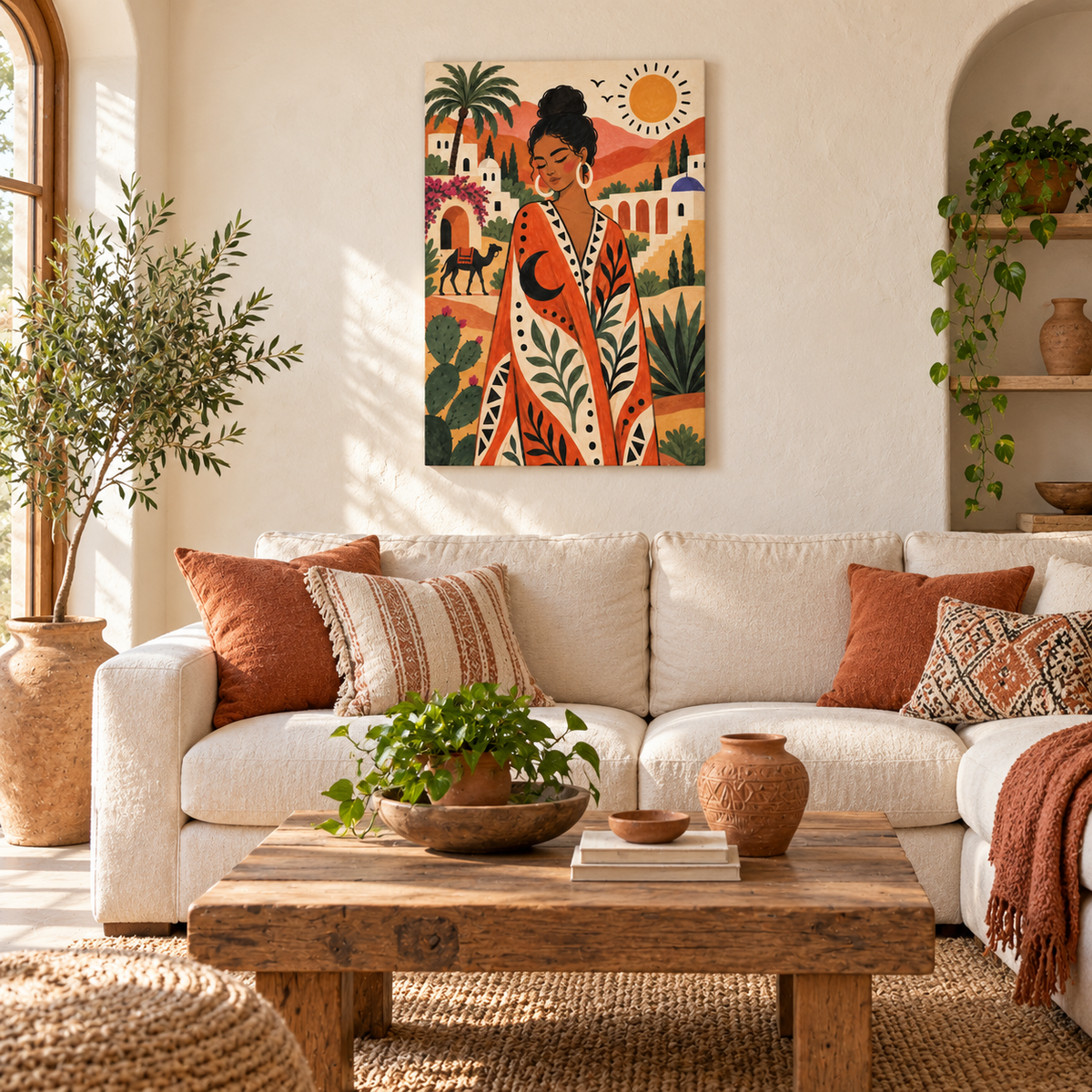Desert Folk Woman Bohemian — Stretched Canvas room scene | AUSJOJO