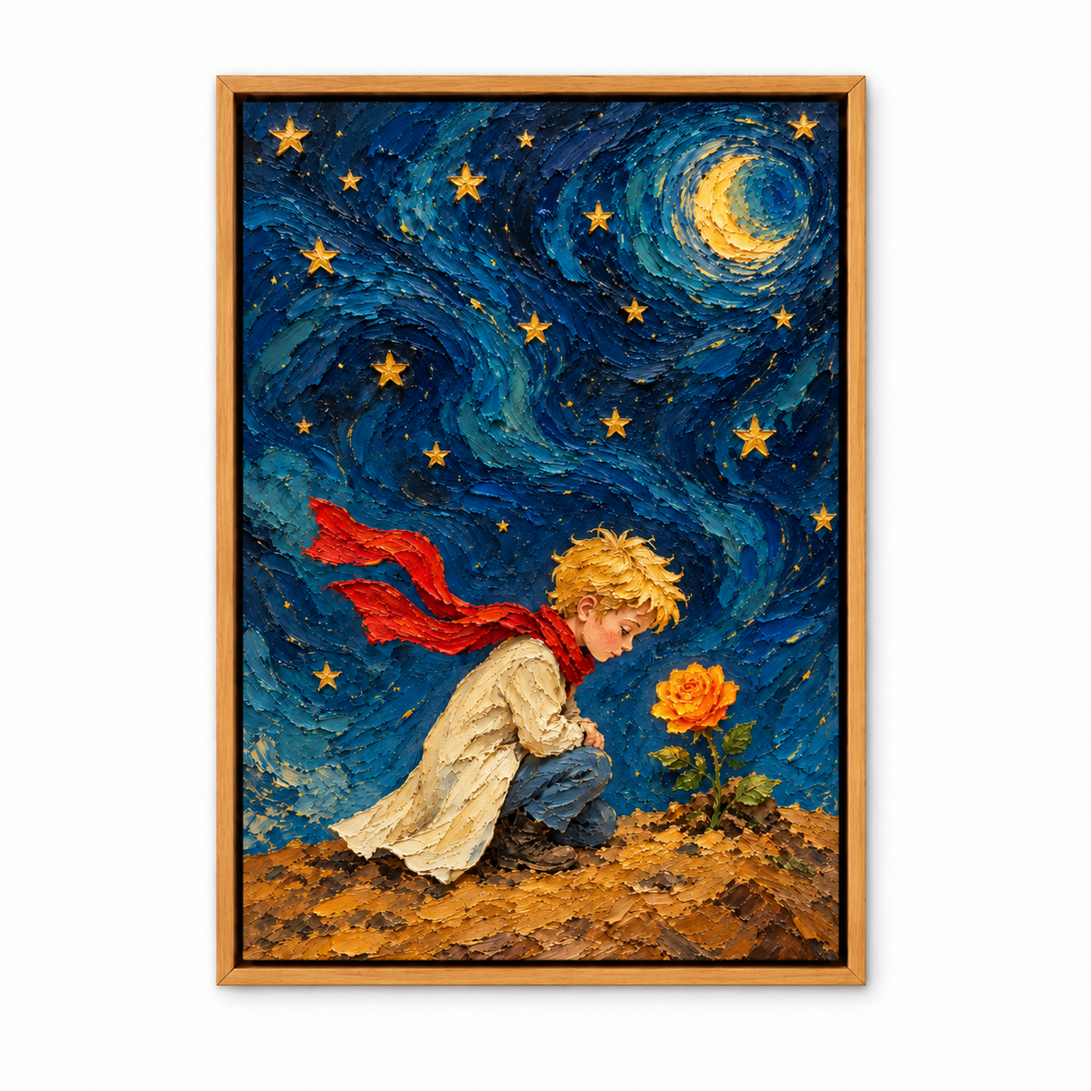 Night Boy and Rose Impasto — Brown Frame finish product view | AUSJOJO