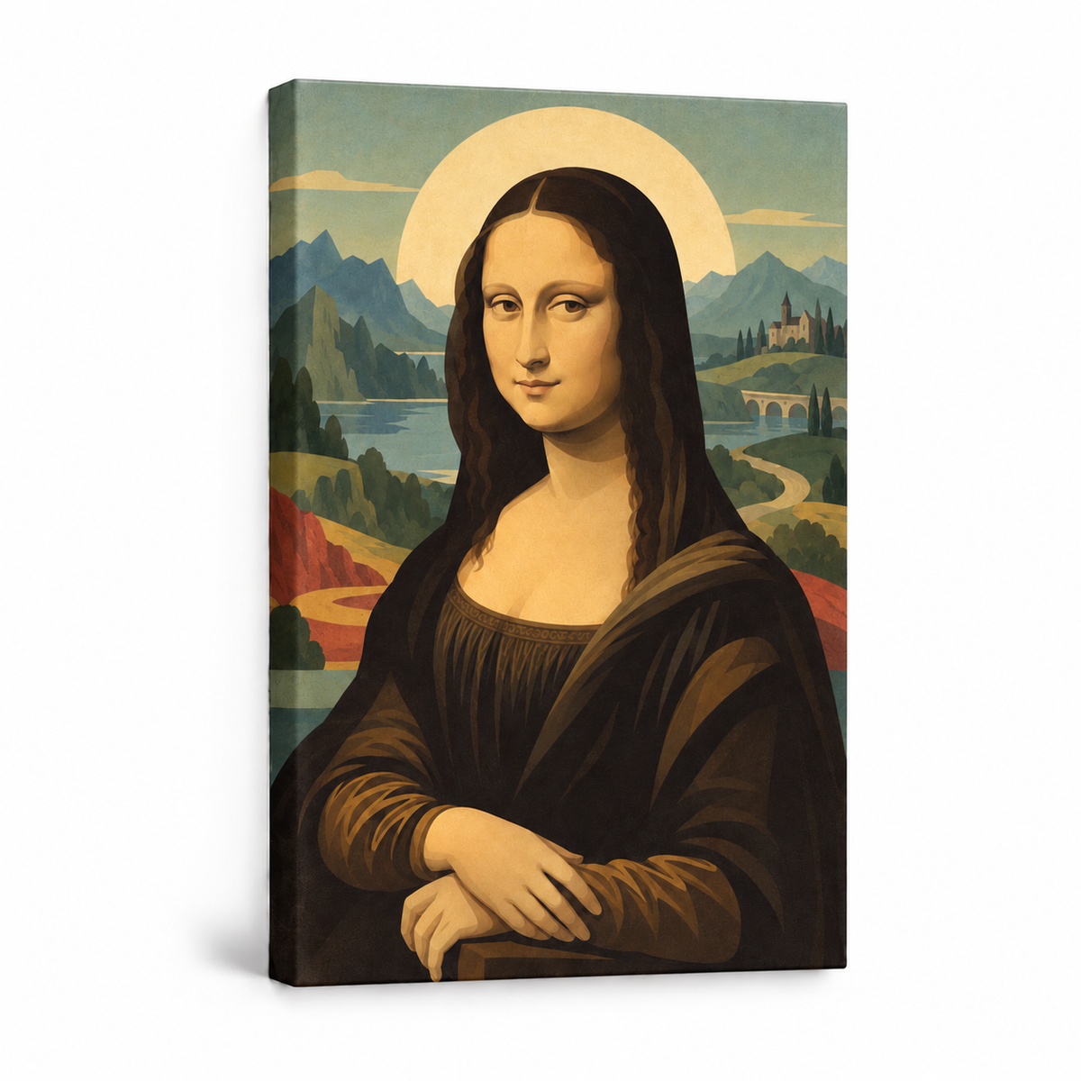 Retro Halo Classic Woman Portrait — Stretched Canvas product view | AUSJOJO