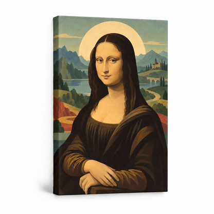 Retro Halo Classic Woman Portrait — Stretched Canvas product view | AUSJOJO