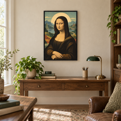 Retro Halo Classic Woman Portrait — Black Frame room scene | AUSJOJO